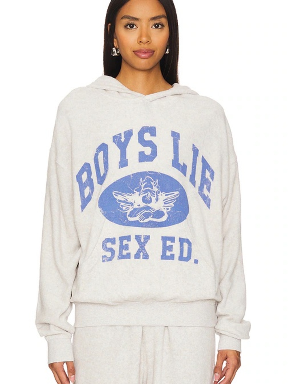 Boys Lie Sex Ed Racer Hoodie in Grey size XS/S
